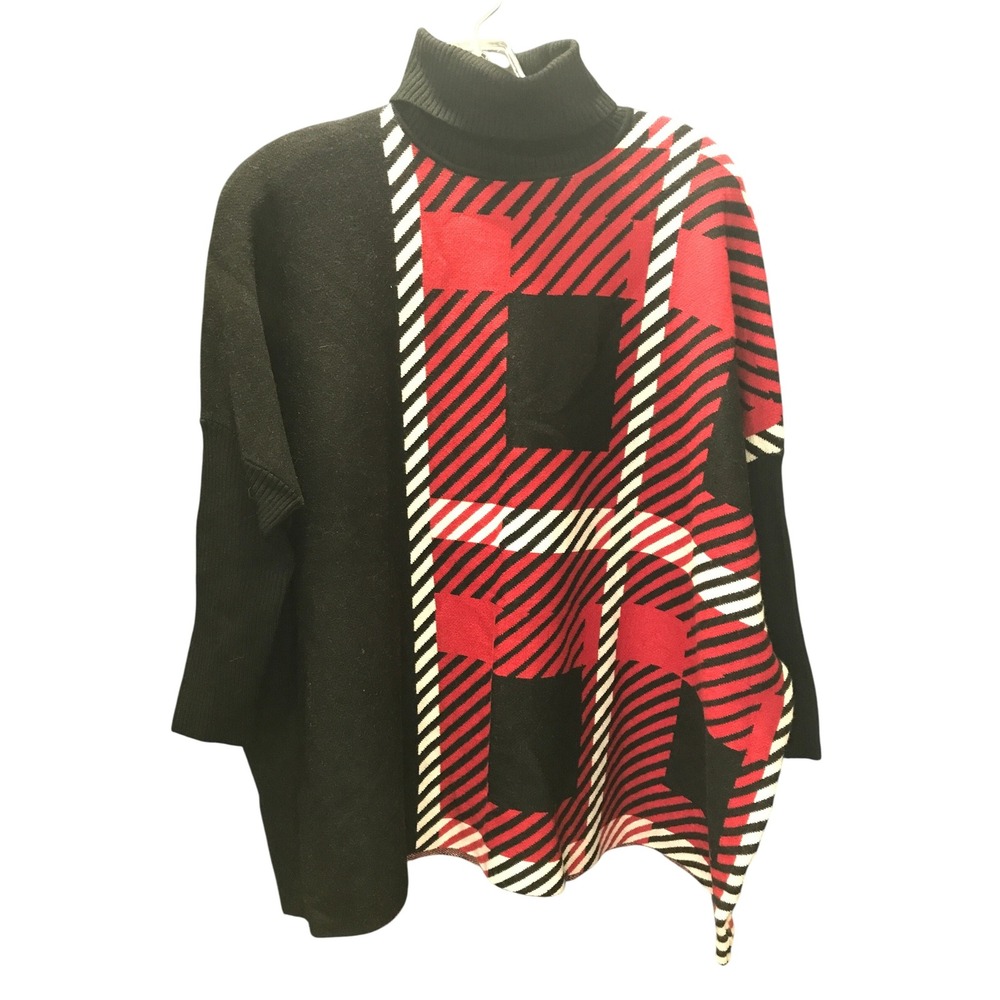 Joseph A. Black‎ Red Plaid Turtleneck Sweater
